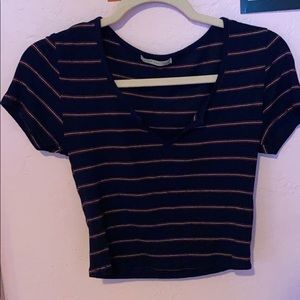 Open front striped crop top
